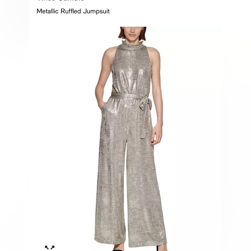 Vince Camuto‎ Vince Camuto Metallic Ruffled Jumpsuit 10